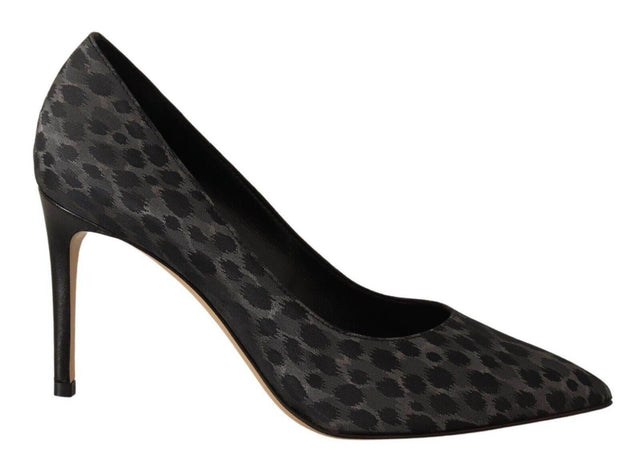 Sofia Elegant Black Leopard Print Leather Heels - Hilstor