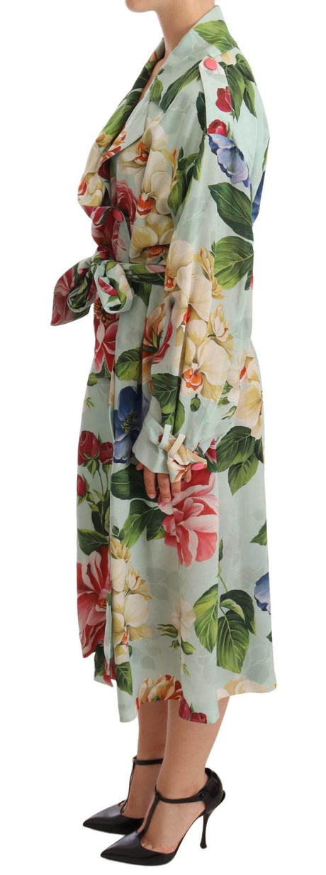 Dolce & Gabbana Multicolor Double Breasted Floral Trench Coat Jacket - Hilstor