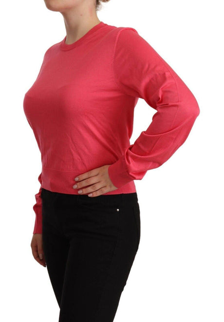 Dolce & Gabbana Elegant Pink Silk Crewneck Sweater - Hilstor