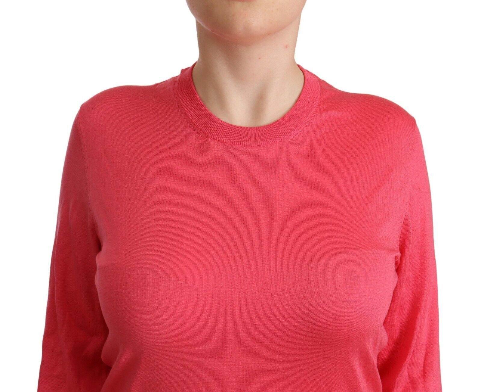 Dolce & Gabbana Elegant Pink Silk Crewneck Sweater - Hilstor