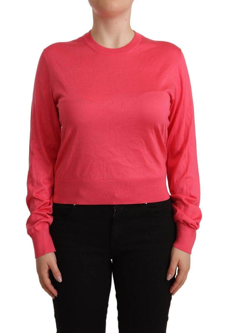 Dolce & Gabbana Elegant Pink Silk Crewneck Sweater - Hilstor
