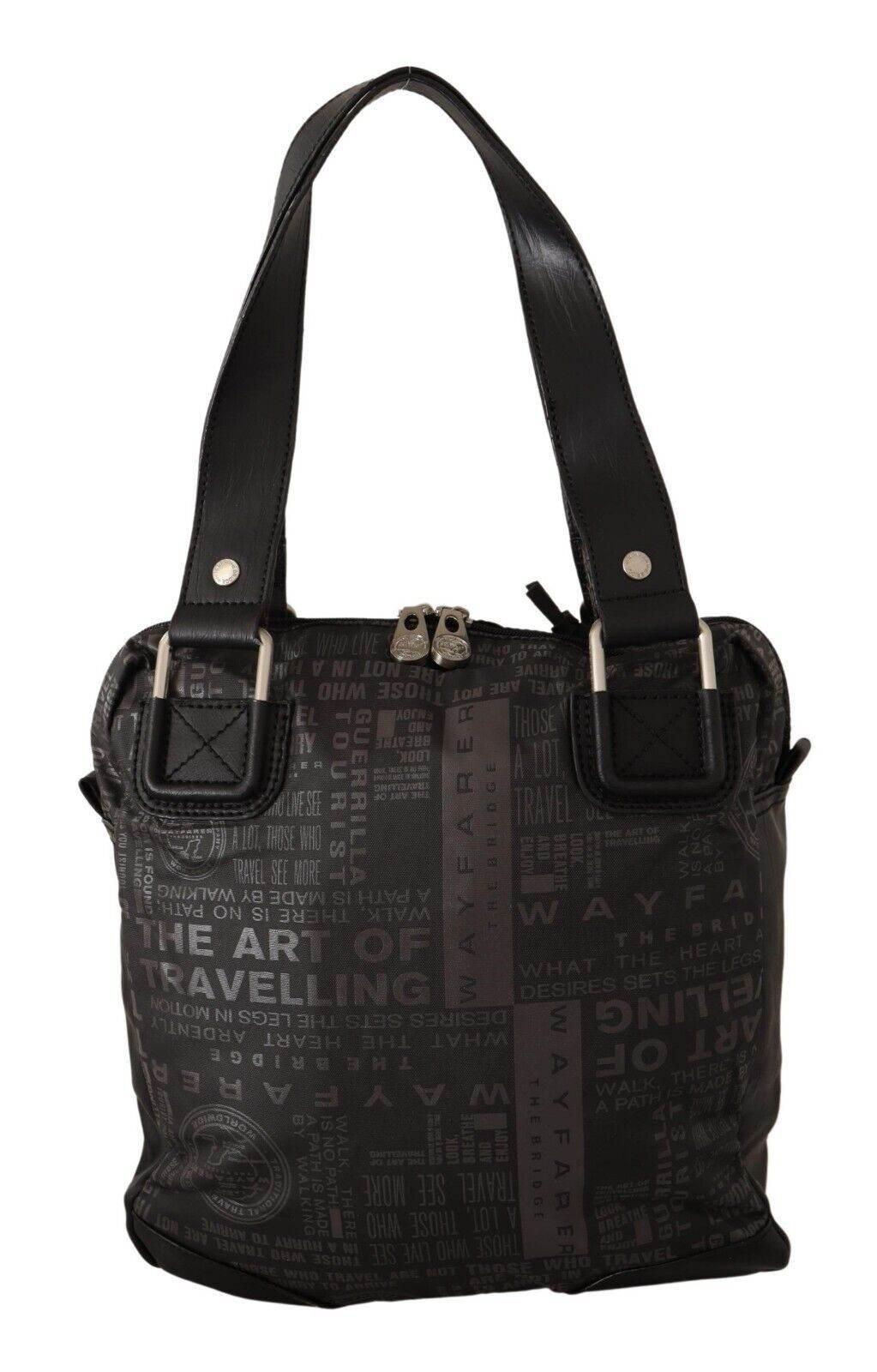 WAYFARER Chic Black and Gray Fabric Shoulder Handbag - Hilstor