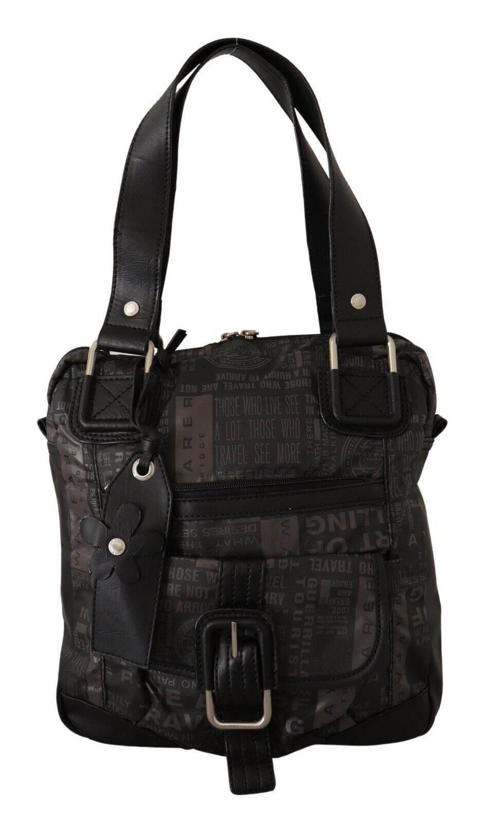 WAYFARER Chic Black and Gray Fabric Shoulder Handbag - Hilstor