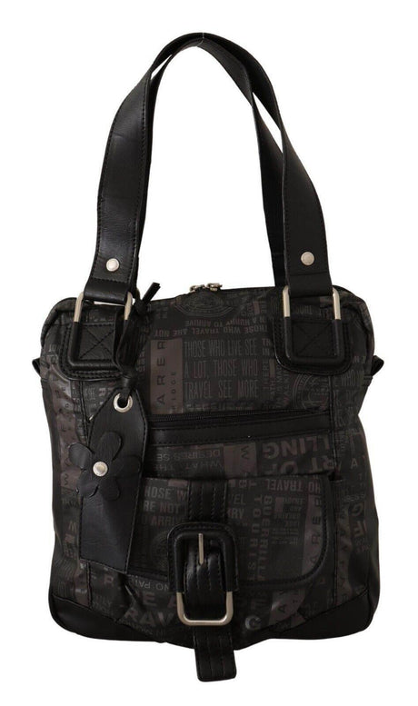 WAYFARER Chic Black and Gray Fabric Shoulder Handbag - Hilstor
