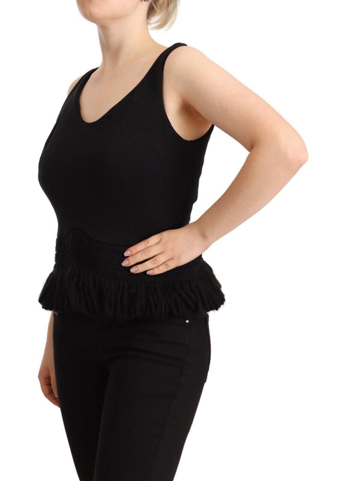 Ermanno Scervino Black Cotton Sleevelesss Tank Casual Top - Hilstor