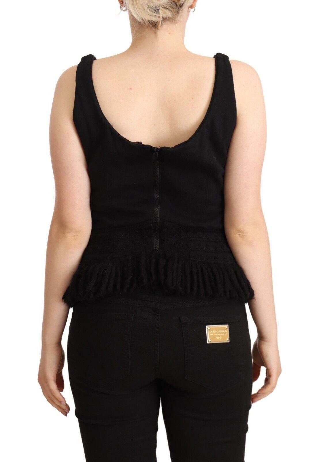 Ermanno Scervino Black Cotton Sleevelesss Tank Casual Top - Hilstor