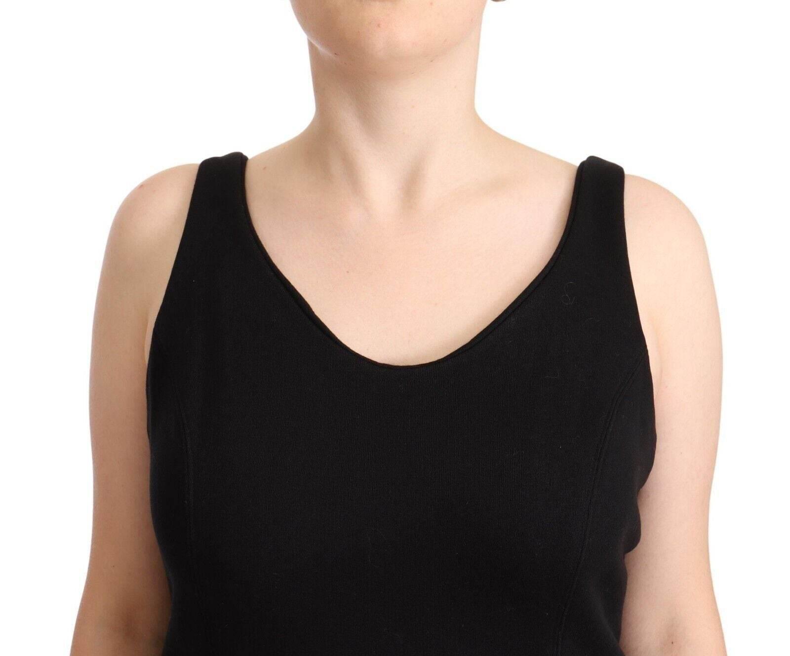 Ermanno Scervino Black Cotton Sleevelesss Tank Casual Top - Hilstor