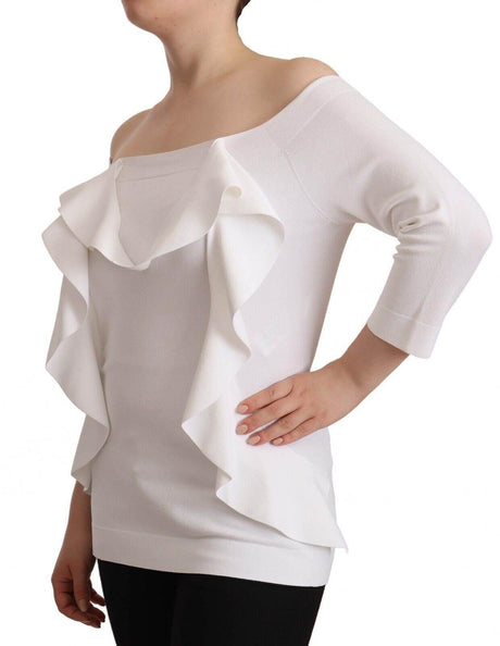 EXTERIOR White Long Sleeves Off Shoulder Women Top Blouse - Hilstor