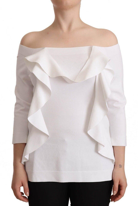 EXTERIOR White Long Sleeves Off Shoulder Women Top Blouse - Hilstor