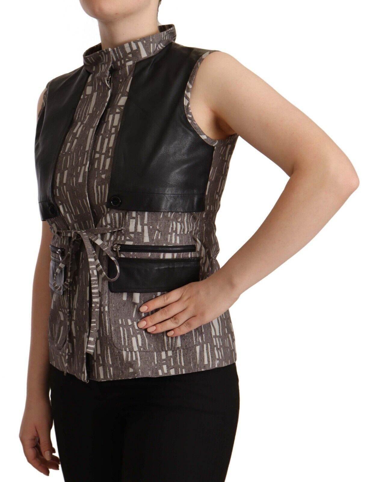 Comeforbreakfast Brown Black Vest Leather Sleeveless Top Blouse - Hilstor