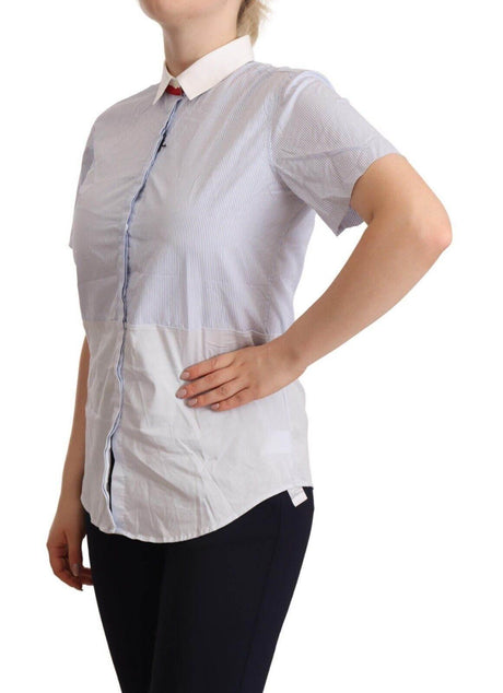 AGLINI Chic Light Blue Polished Cotton Polo Top - Hilstor