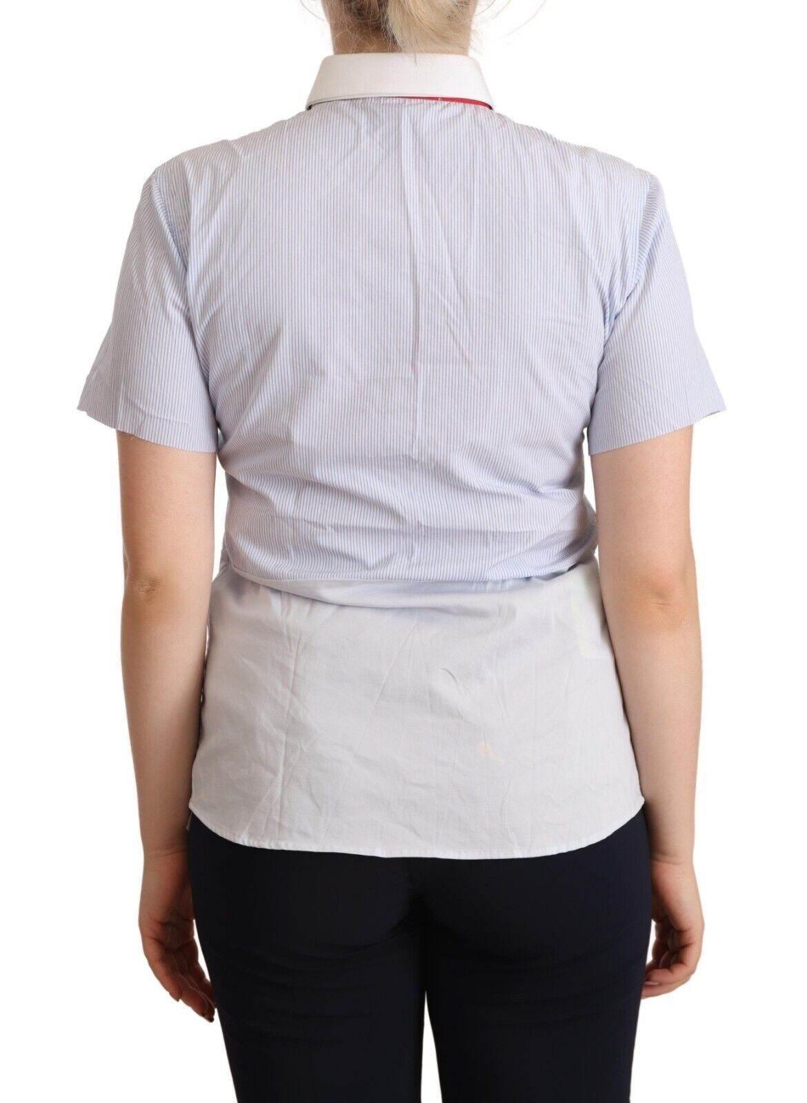 AGLINI Chic Light Blue Polished Cotton Polo Top - Hilstor