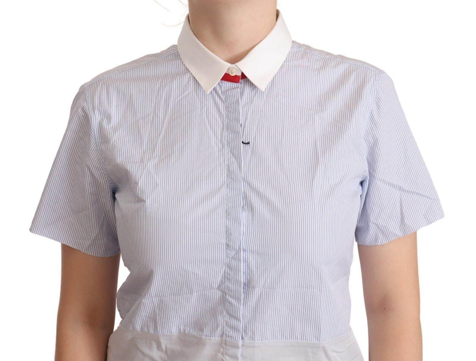 AGLINI Chic Light Blue Polished Cotton Polo Top - Hilstor