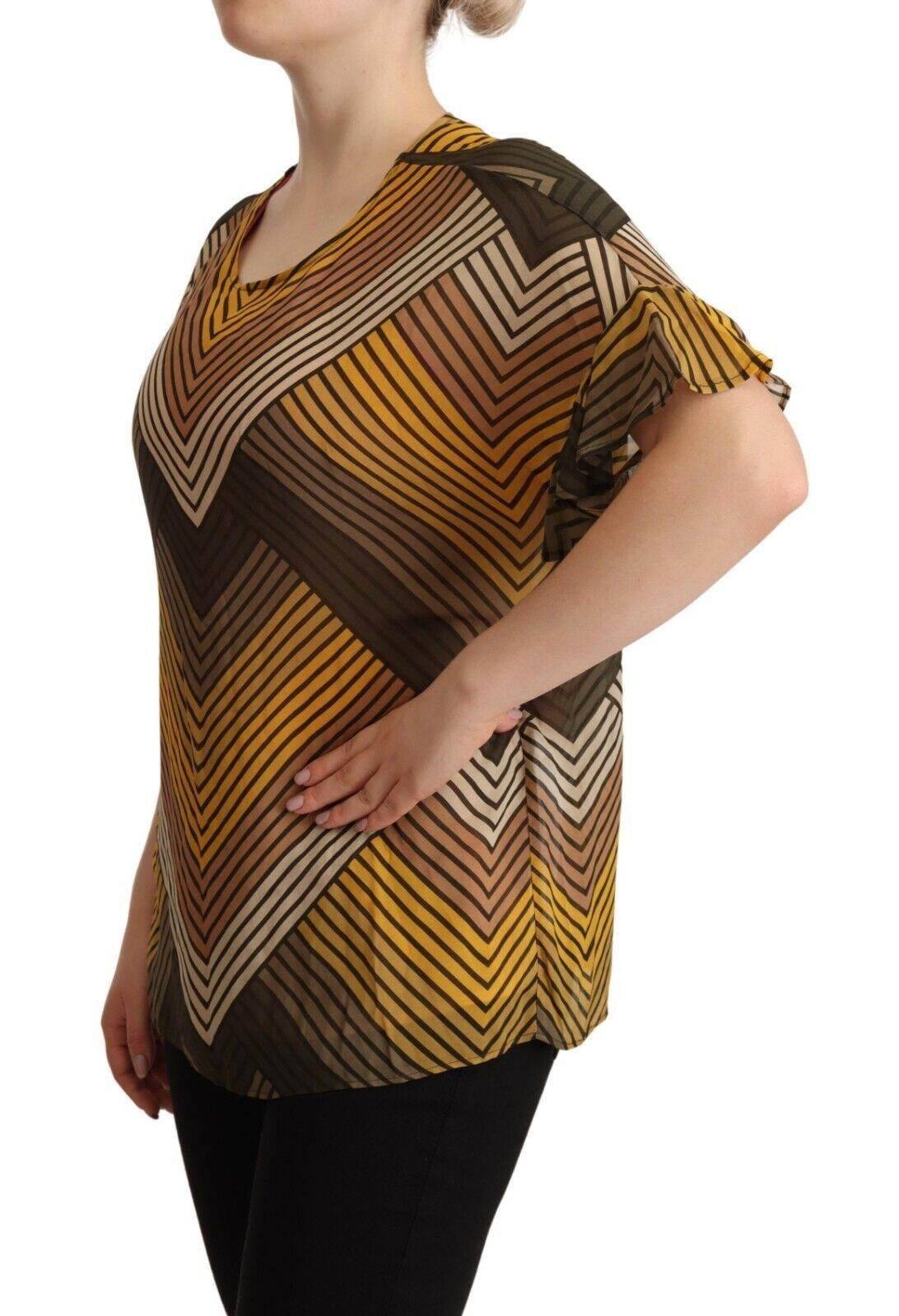 Twinset Multicolor Stripes Short Sleeves Round Neck Top Blouse - Hilstor