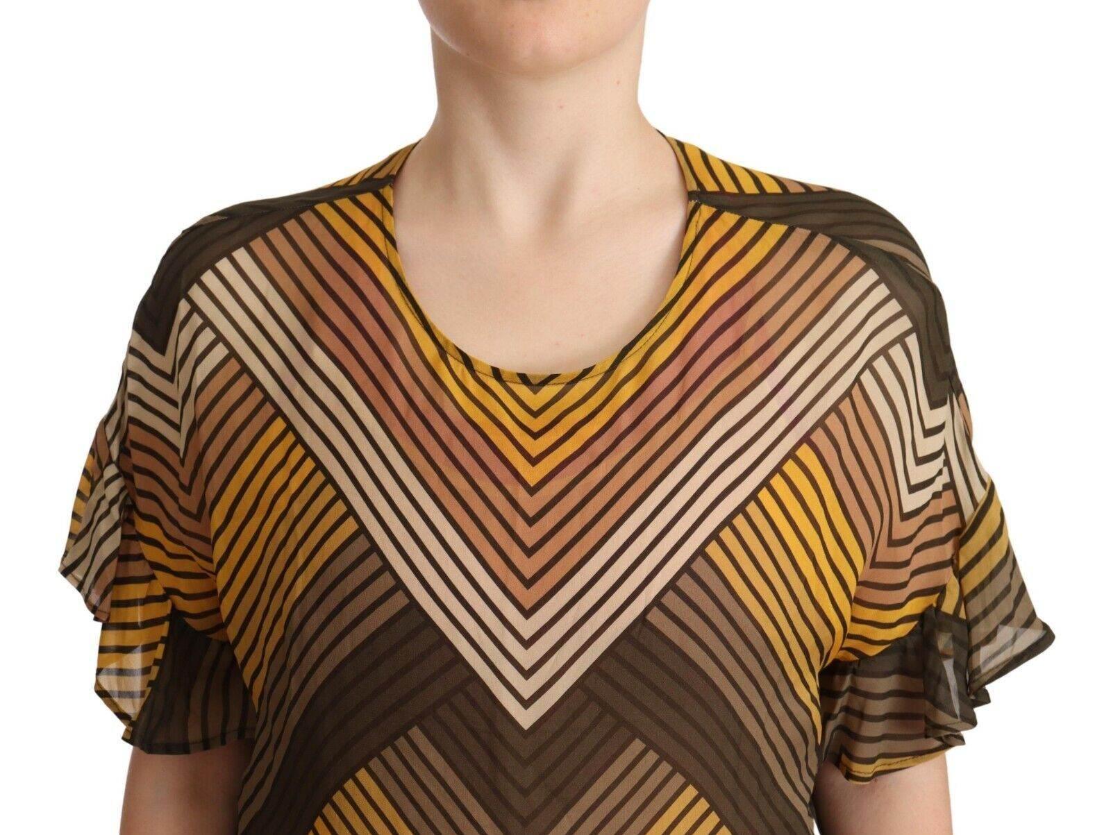 Twinset Multicolor Stripes Short Sleeves Round Neck Top Blouse - Hilstor