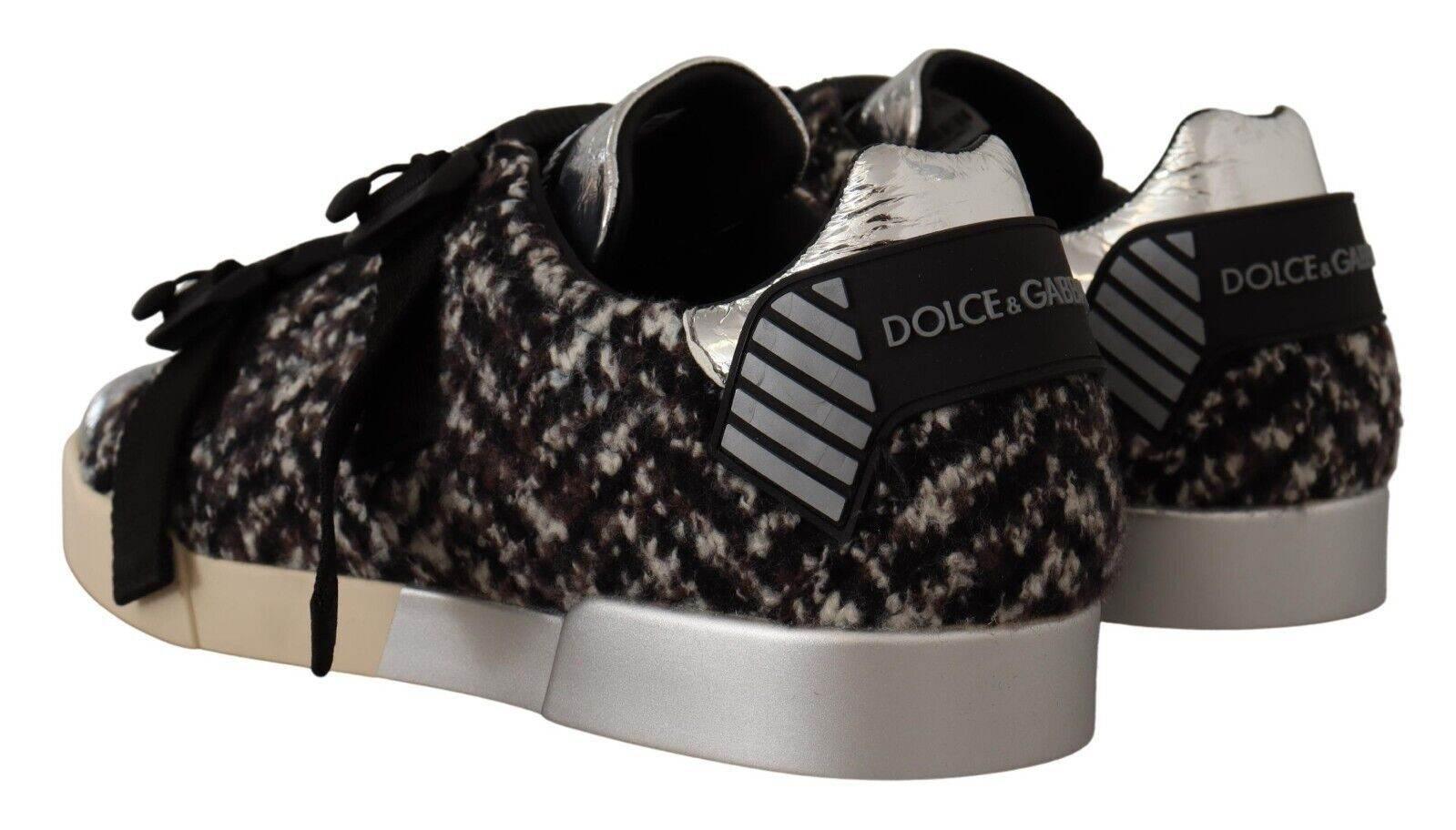 Dolce & Gabbana Silver Elegance Leather Sneakers - Hilstor