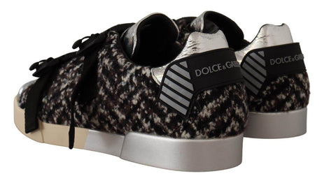 Dolce & Gabbana Silver Elegance Leather Sneakers - Hilstor