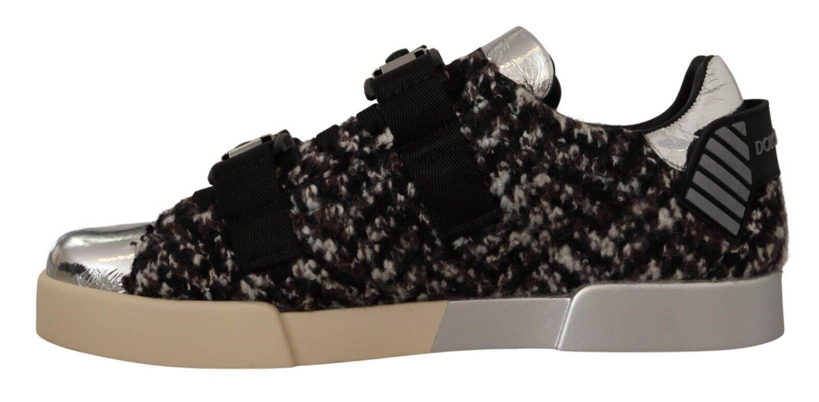 Dolce & Gabbana Silver Elegance Leather Sneakers - Hilstor