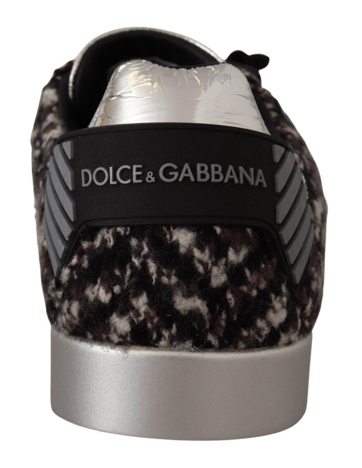 Dolce & Gabbana Silver Elegance Leather Sneakers - Hilstor