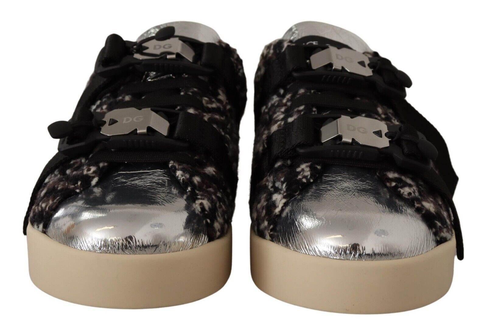 Dolce & Gabbana Silver Elegance Leather Sneakers - Hilstor