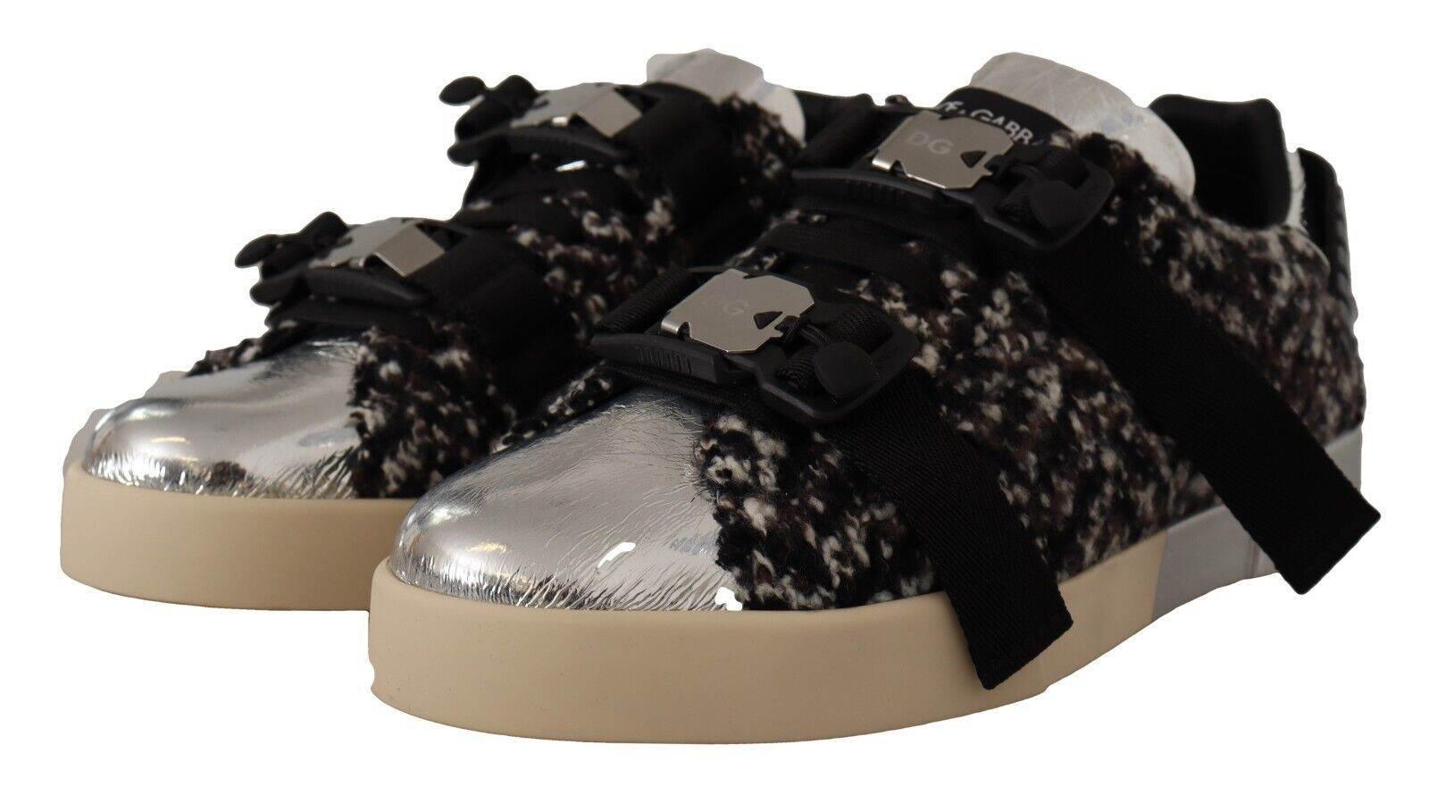 Dolce & Gabbana Silver Elegance Leather Sneakers - Hilstor