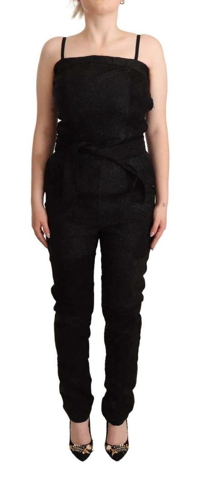 La Maison du Couturier Black Spaghetti Strap Jumpsuit Dress - Hilstor