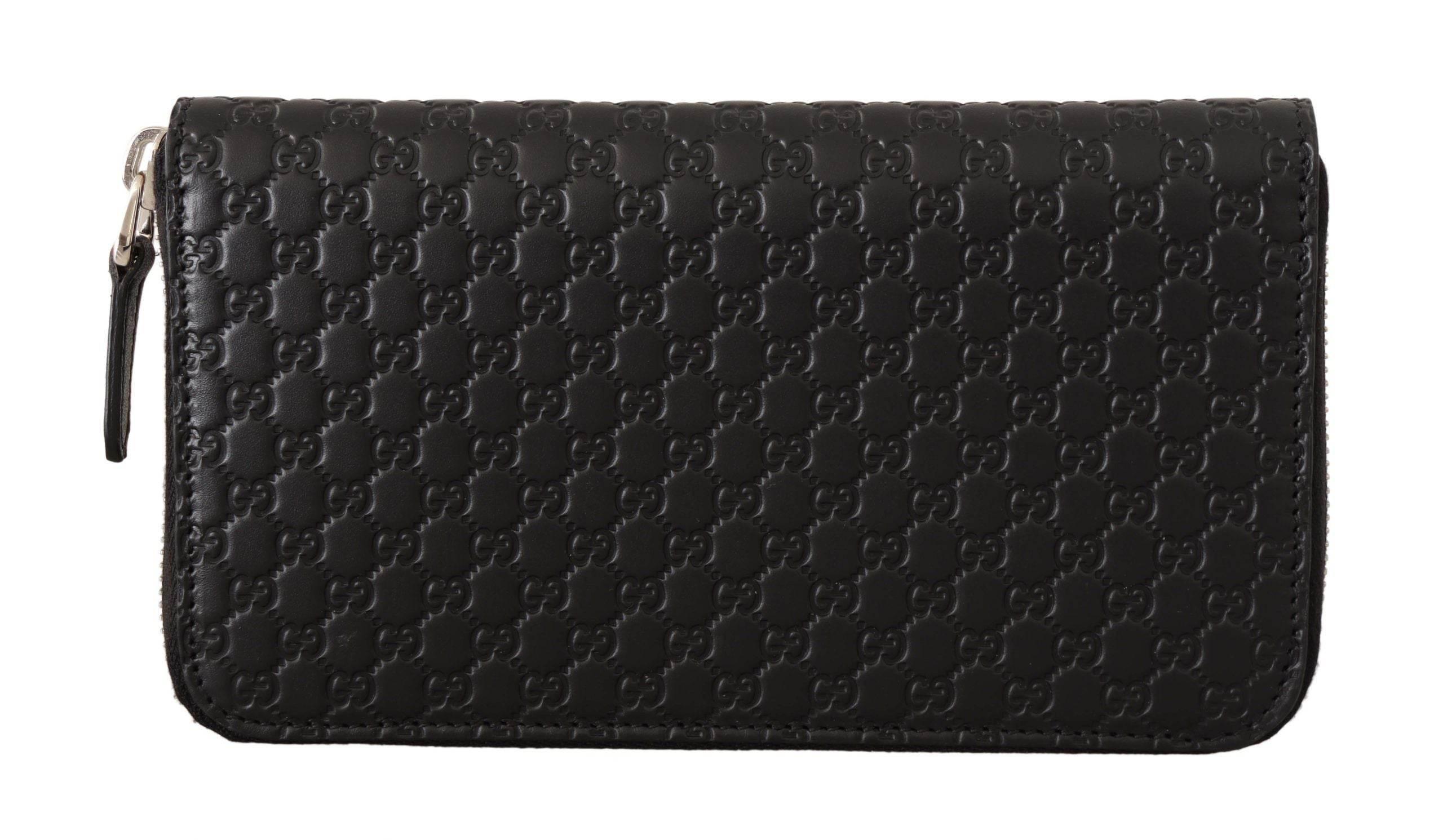 Gucci Elegant Black Leather Zip-Around Wallet - Hilstor
