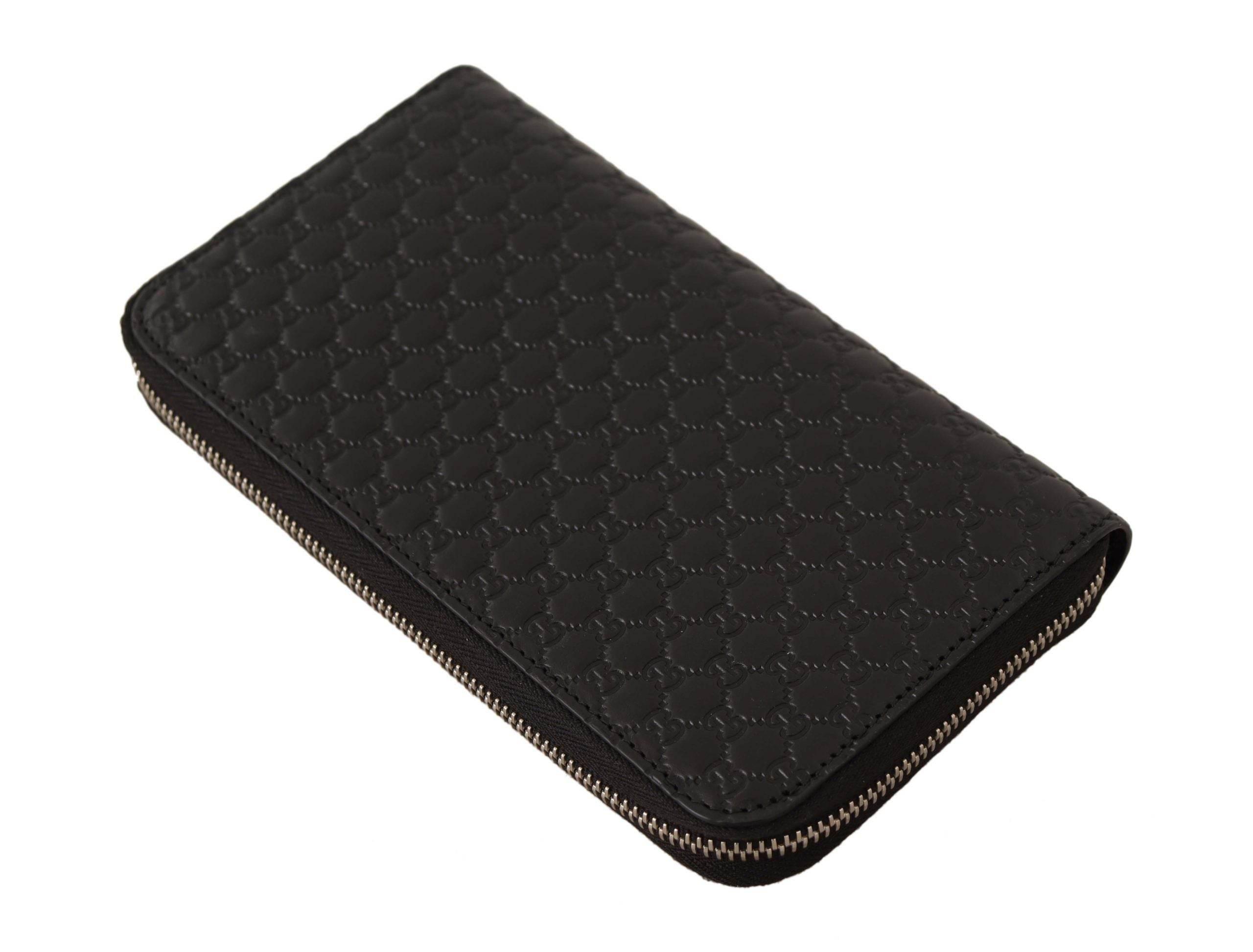 Gucci Elegant Black Leather Zip-Around Wallet - Hilstor