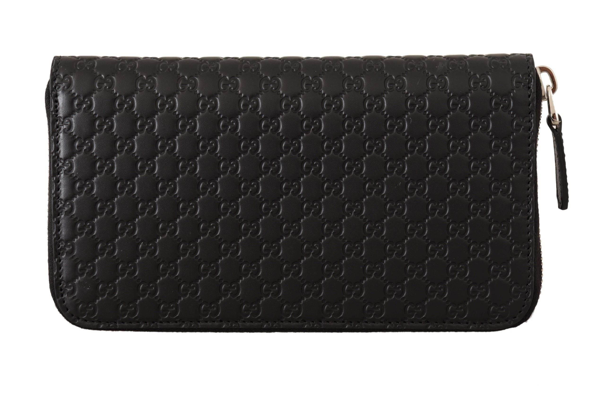 Gucci Elegant Black Leather Zip-Around Wallet - Hilstor