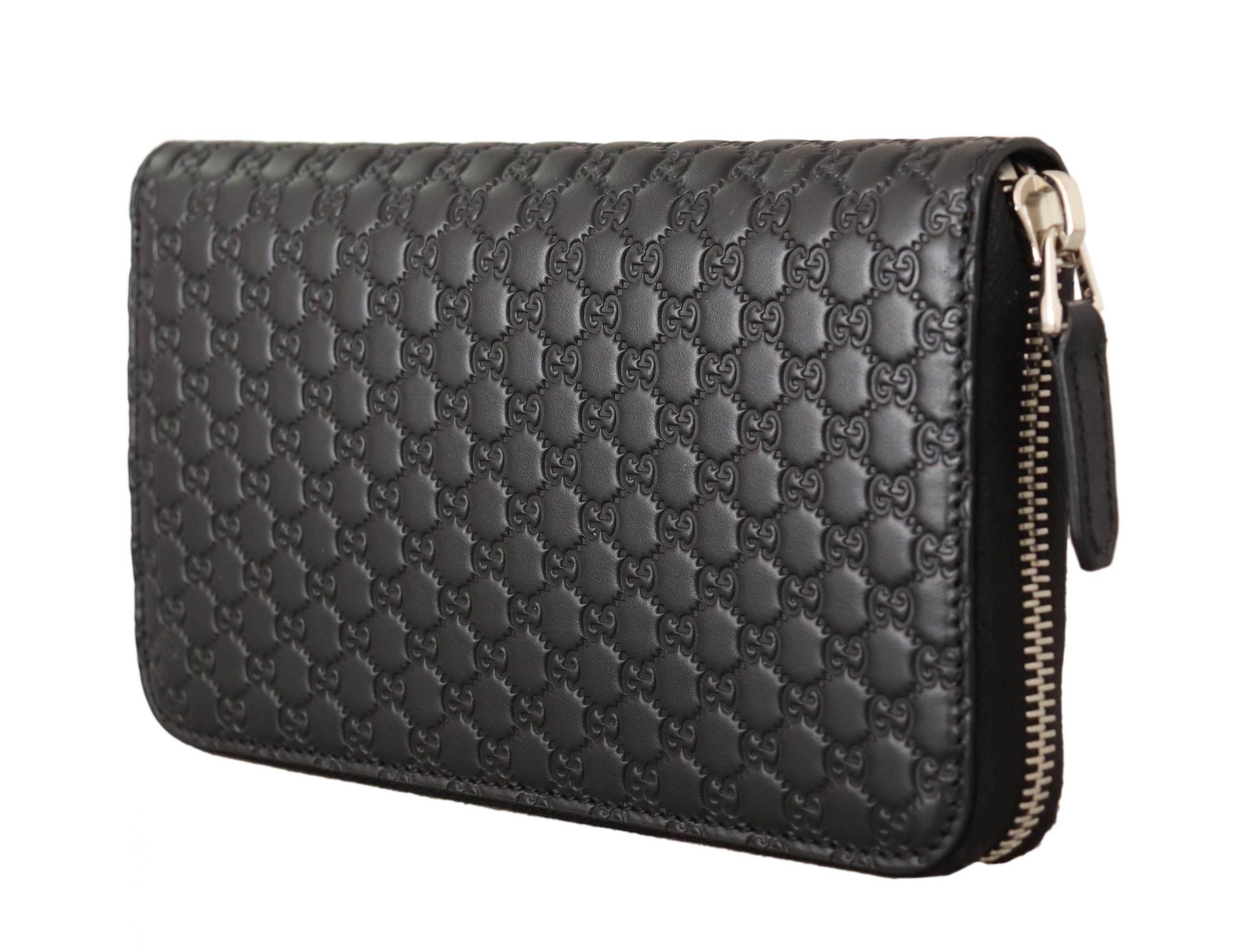 Gucci Elegant Black Leather Zip-Around Wallet - Hilstor