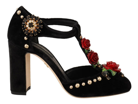 Dolce & Gabbana Elegant Velvet T-Strap Mary Jane Pumps - Hilstor