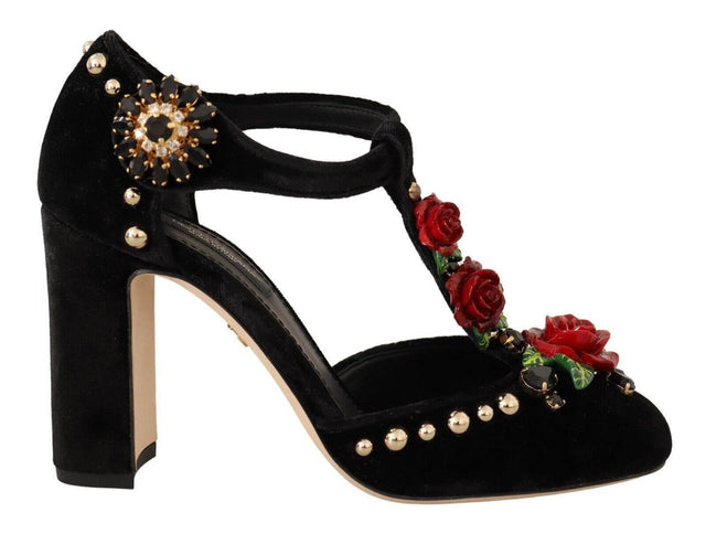 Dolce & Gabbana Elegant Velvet T-Strap Mary Jane Pumps - Hilstor
