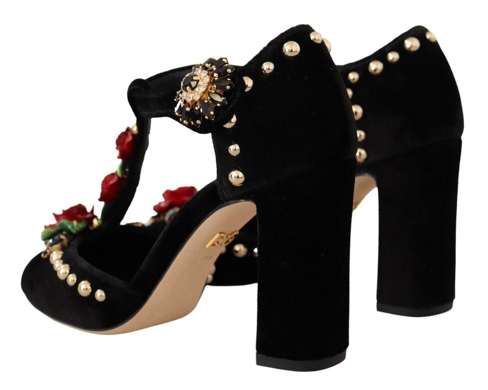 Dolce & Gabbana Elegant Velvet T-Strap Mary Jane Pumps - Hilstor