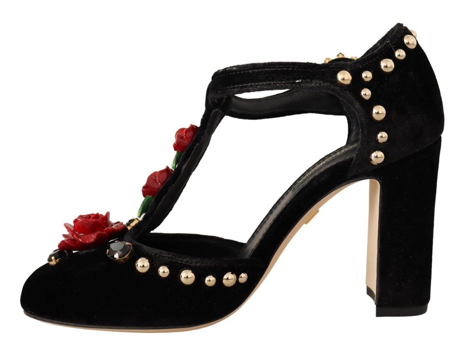 Dolce & Gabbana Elegant Velvet T-Strap Mary Jane Pumps - Hilstor