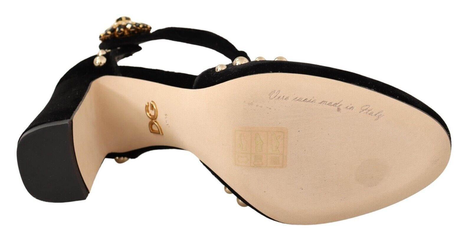 Dolce & Gabbana Elegant Velvet T-Strap Mary Jane Pumps - Hilstor