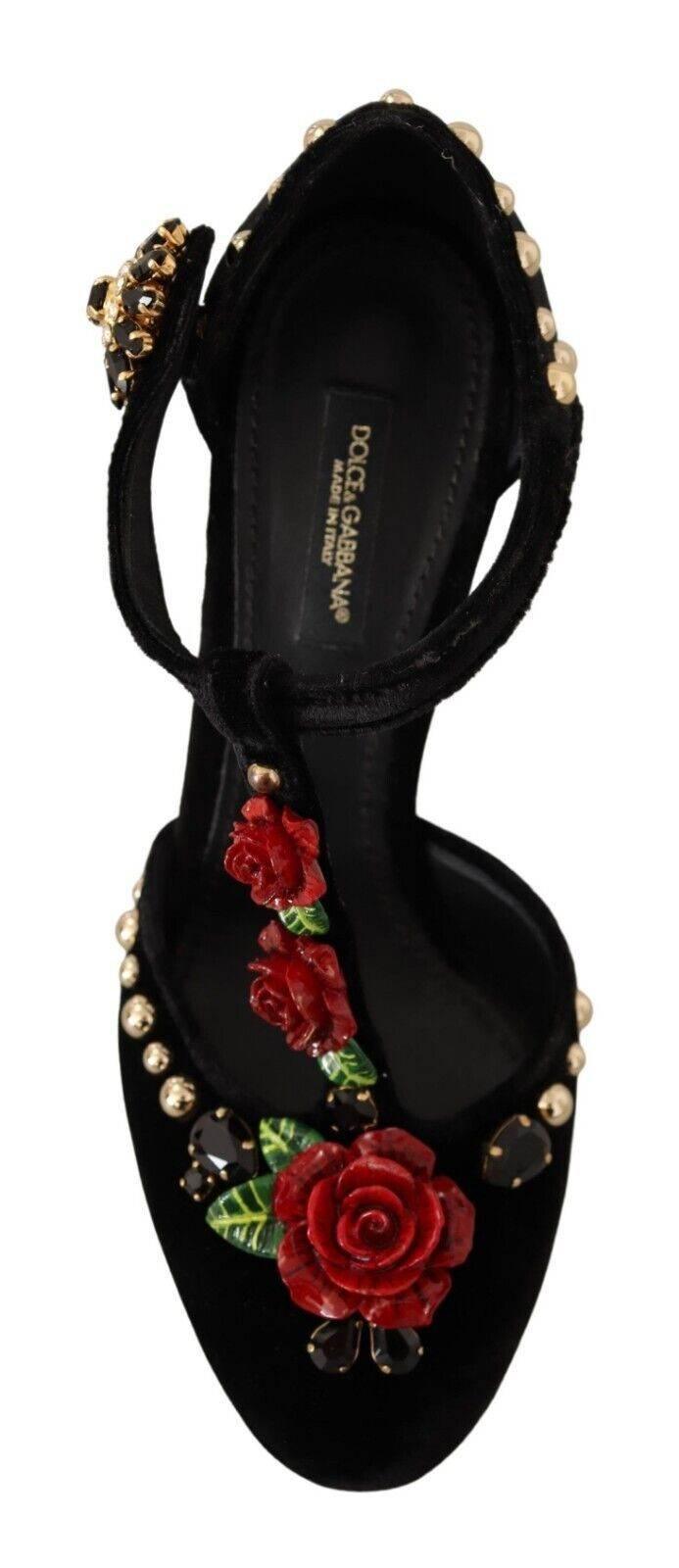 Dolce & Gabbana Elegant Velvet T-Strap Mary Jane Pumps - Hilstor