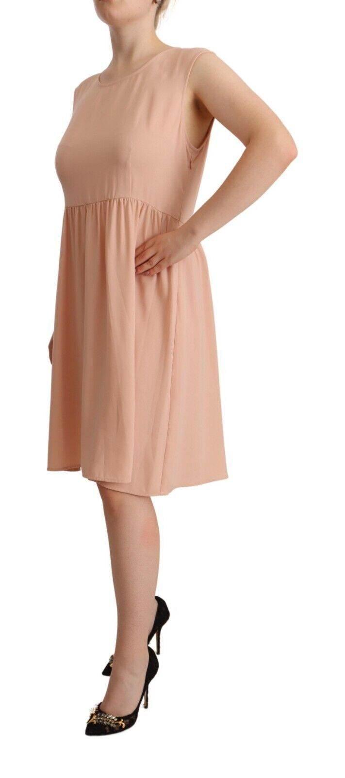 Twinset Beige Polyester Sleeveless Shift Knee Length Dress - Hilstor