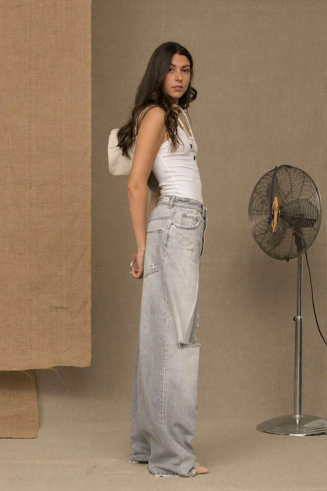 Don The Fuller Elegance in Denim: Chic Grey Cotton Jeans - Hilstor