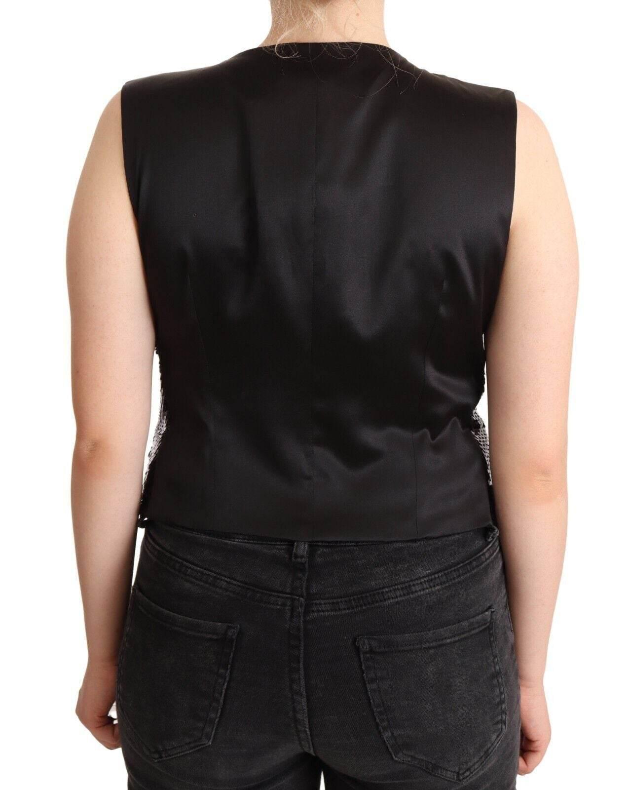 Dolce & Gabbana Elegant Black Sequined Sleeveless Vest Top - Hilstor
