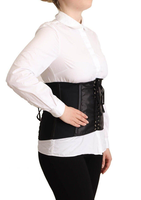 Dolce & Gabbana Black Corset Belt Stretch Waist Strap Top - Hilstor