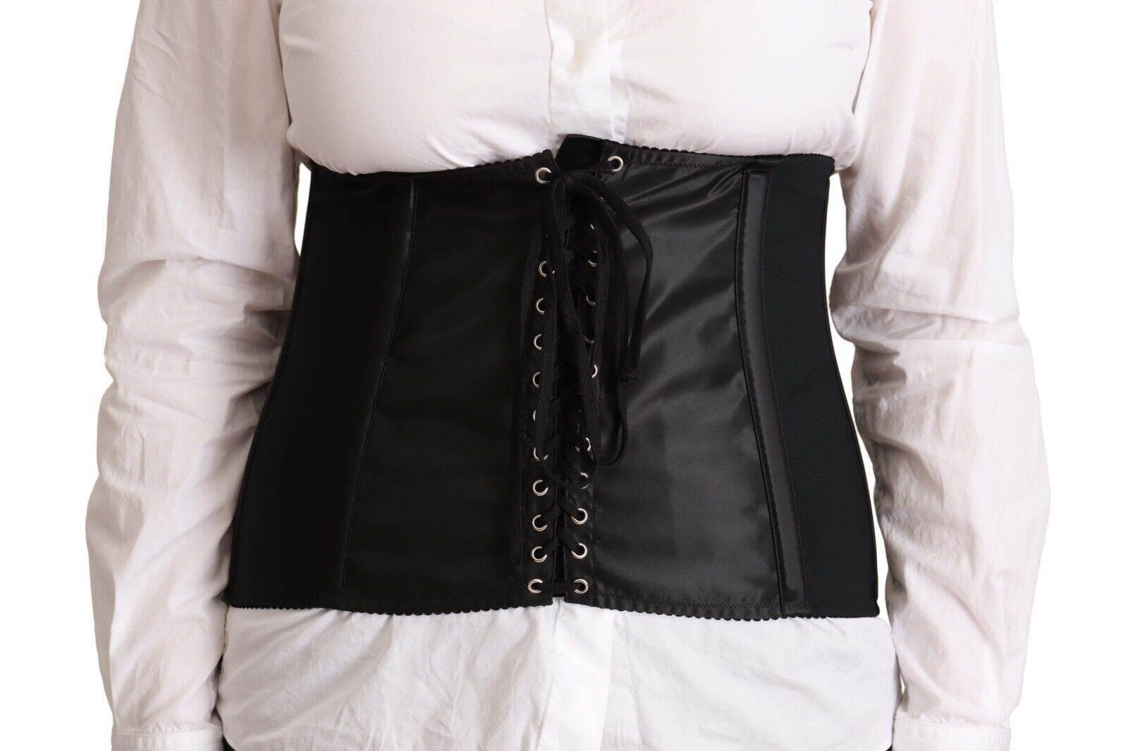 Dolce & Gabbana Black Corset Belt Stretch Waist Strap Top - Hilstor