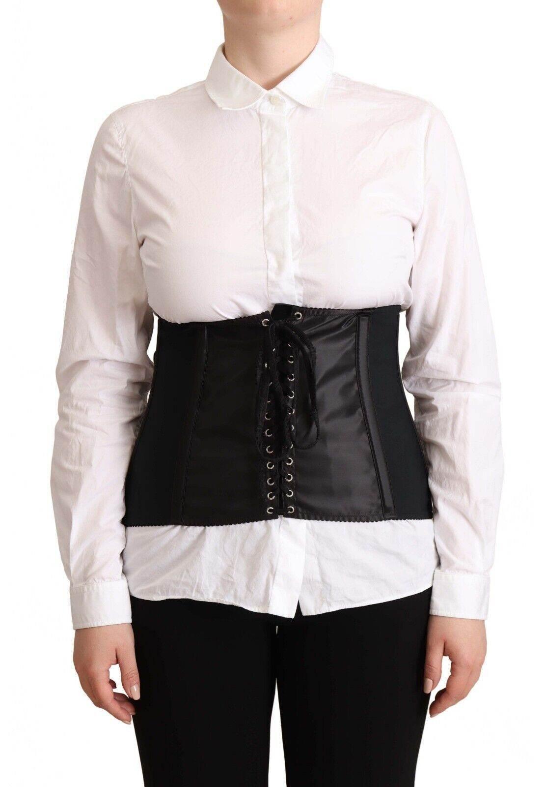 Dolce & Gabbana Black Corset Belt Stretch Waist Strap Top - Hilstor