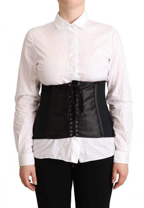 Dolce & Gabbana Black Corset Belt Stretch Waist Strap Top - Hilstor
