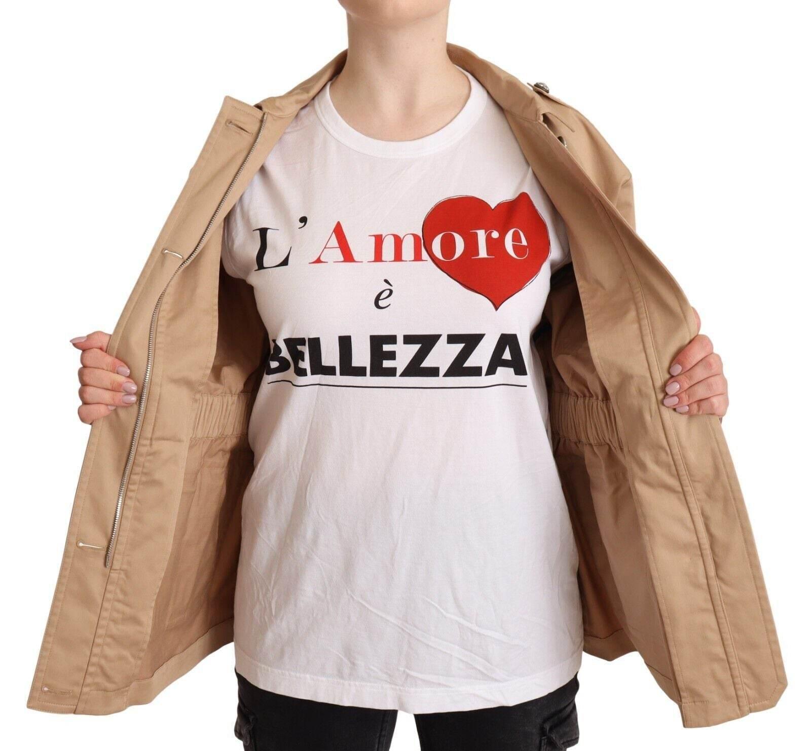 Dolce & Gabbana Beige Cotton Long Sleeves Collared Coat Jacket - Hilstor