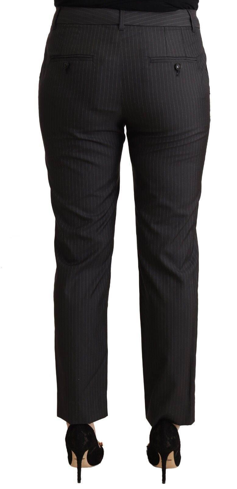 Dolce & Gabbana Black Striped Wool Tapered Trouser Pants - Hilstor