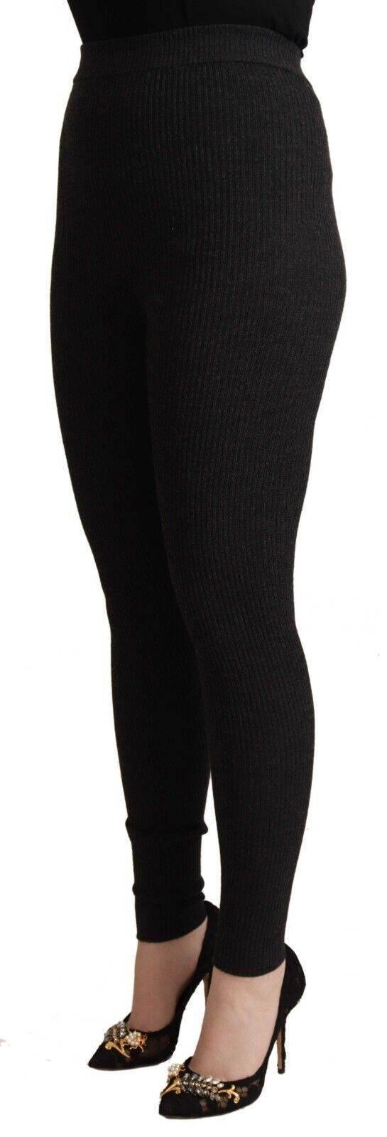 Dolce & Gabbana Black Virgin Wool Stretch Waist Tights Pants - Hilstor