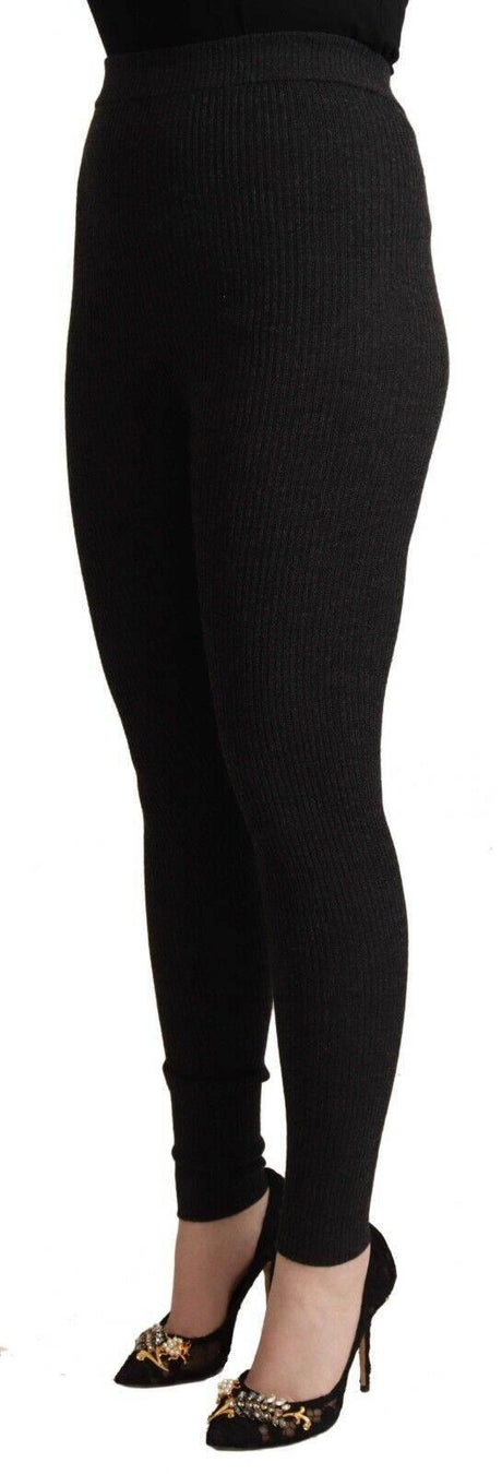 Dolce & Gabbana Black Virgin Wool Stretch Waist Tights Pants - Hilstor