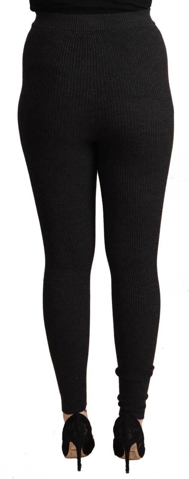 Dolce & Gabbana Black Virgin Wool Stretch Waist Tights Pants - Hilstor