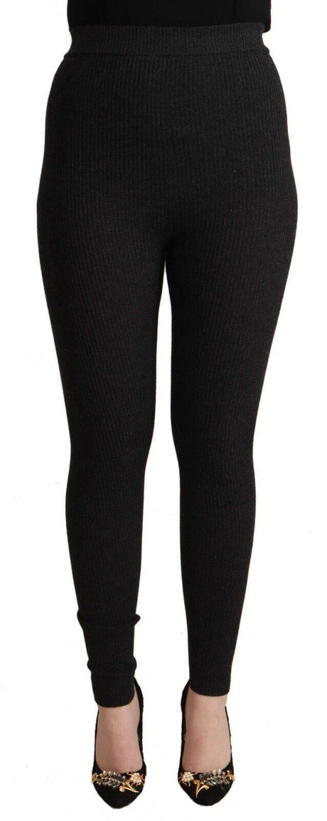 Dolce & Gabbana Black Virgin Wool Stretch Waist Tights Pants - Hilstor