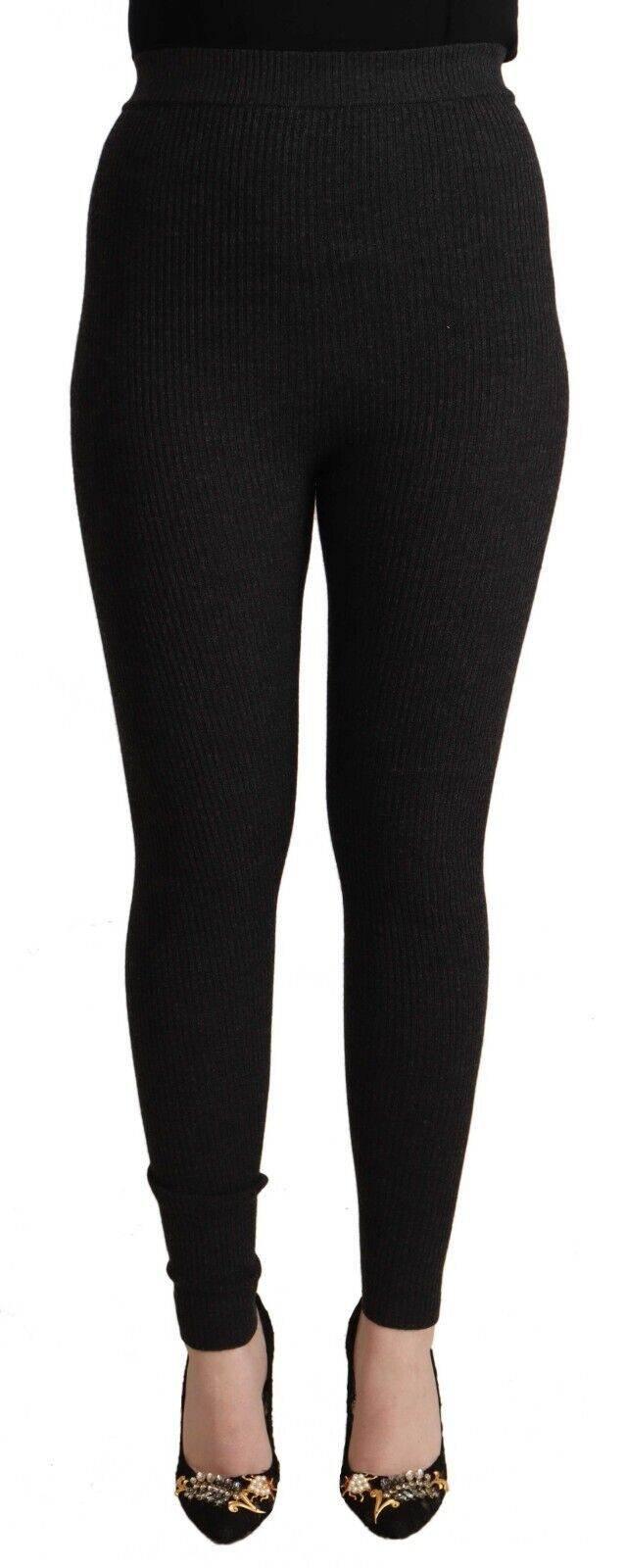 Dolce & Gabbana Black Virgin Wool Stretch Waist Tights Pants - Hilstor